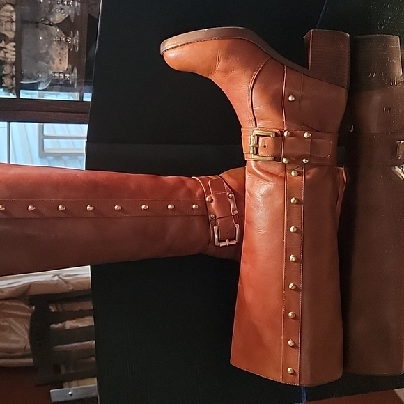 Michael Kors brown leather tall boots sz 7 - Picture 2 of 9